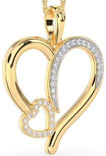 Large Diamond Gold Heart Necklace