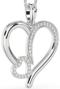 Large Diamond Platinum Heart Necklace