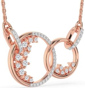 Large Diamond Rose Gold Circle Interlock Necklace
