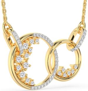 Large Diamond Gold Circle Interlock Necklace