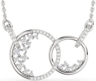 Large Diamond White Gold Circle Interlock Necklace