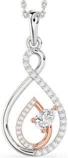 Diamond Platinum & Rose Gold Infinity Teardrop Necklace
