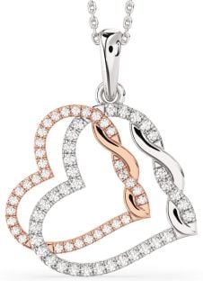 Large Diamond White Rose Gold Heart Necklace