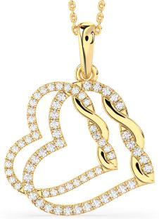 Large Diamond Gold Silver Heart Necklace