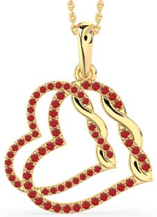 Large Ruby Gold Heart Necklace