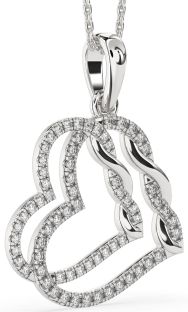 Large Diamond Platinum Heart Necklace