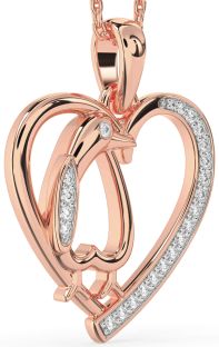 Diamond Rose Gold Heart Penguin Necklace