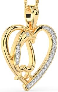 Diamond Gold Heart Penguin Necklace