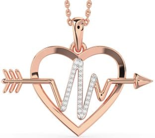 Large Diamond Rose Gold Heart Necklace