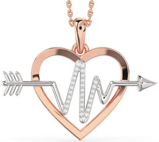 Large Diamond White Rose Gold Heart Necklace