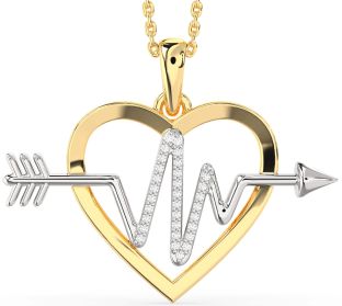Large Diamond Platinum & Yellow Gold Heart Necklace