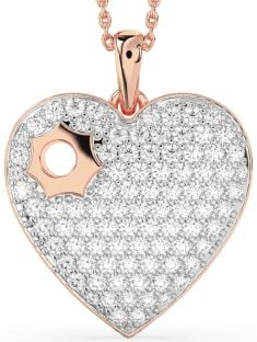 Large Diamond Rose Gold Heart Necklace
