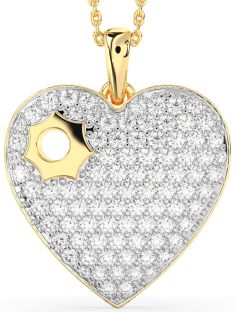 Large Diamond Gold Heart Necklace