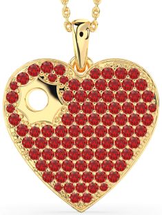 Large Ruby Gold Heart Necklace