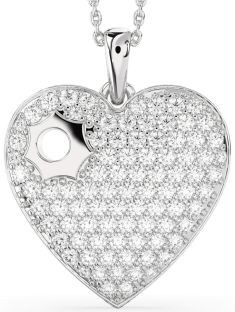 Large Diamond Platinum Heart Necklace