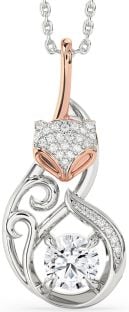 Large Diamond Silver & 10K Rose Gold Cat Necklace