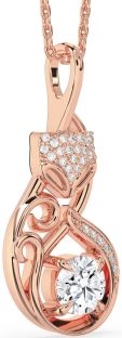 Large Diamond Rose Gold Cat Necklace