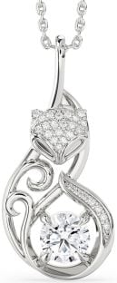 Large Diamond White Gold Cat Necklace