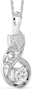 Large Diamond White Gold Cat Necklace