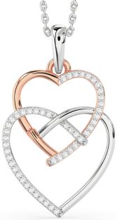 Diamond Silver & 10K Rose Gold Heart Necklace