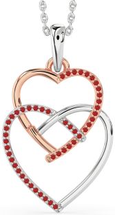 Ruby Rose Gold Silver Heart Necklace