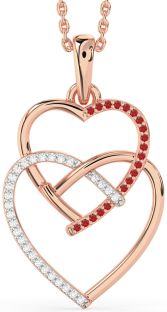 Diamond & Ruby Rose Gold Heart Necklace