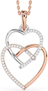 Diamond Platinum & Rose Gold Heart Necklace