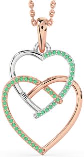 Emerald Rose Gold Silver Heart Necklace