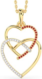 Diamond & Ruby Gold Heart Necklace
