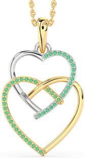 Emerald Gold Silver Heart Necklace