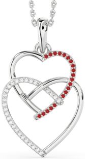 Diamond & Ruby Platinum Heart Necklace