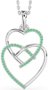 Emerald White Gold Heart Necklace