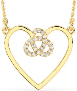Large Diamond Gold Heart Trinity Knot Necklace