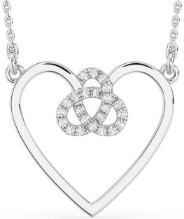 Large Diamond Platinum Heart Trinity Knot Necklace