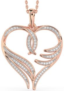 Large Diamond Rose Gold Heart Necklace