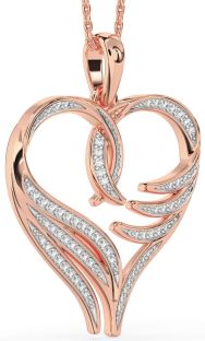 Large Diamond Rose Gold Heart Necklace