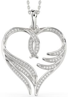 Large Diamond White Gold Heart Necklace