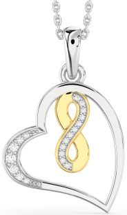 Diamond Silver & 10K gold Heart Infinity Necklace