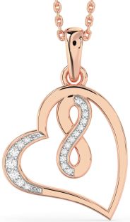Diamond Rose Gold Silver Heart Infinity Necklace