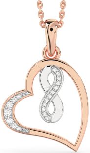 Diamond Platinum & Rose Gold Heart Infinity Necklace