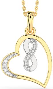 Diamond Platinum & Yellow Gold Heart Infinity Necklace