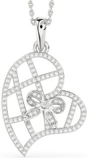 Diamond White Gold Heart Bow Necklace