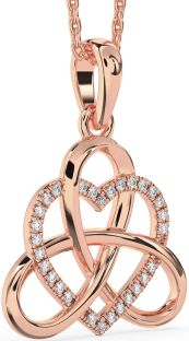 Diamond Rose Gold Heart Trinity Knot Necklace