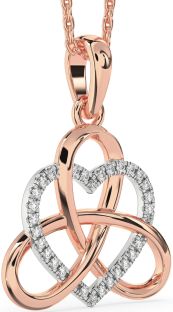 Diamond Platinum & Rose Gold Heart Trinity Knot Necklace