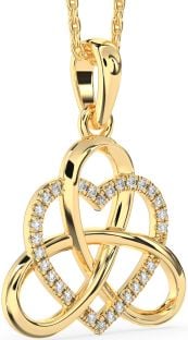 Diamond Gold Heart Trinity Knot Necklace