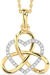 Diamond Platinum & Yellow Gold Heart Trinity Knot Necklace