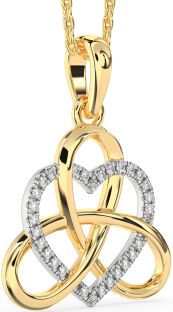 Diamond Platinum & Yellow Gold Heart Trinity Knot Necklace
