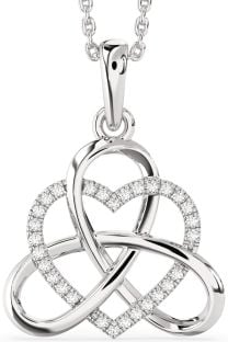 Diamond Platinum Heart Trinity Knot Necklace
