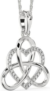 Diamond White Gold Heart Trinity Knot Necklace