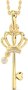 Diamond Gold Heart Crown Necklace